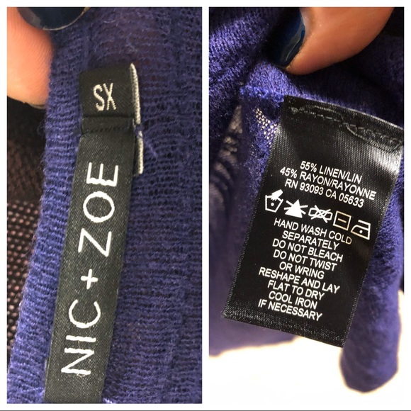 NIC + ZOE Purple Linen Open Front Top Layer XS - Picture 4 of 6